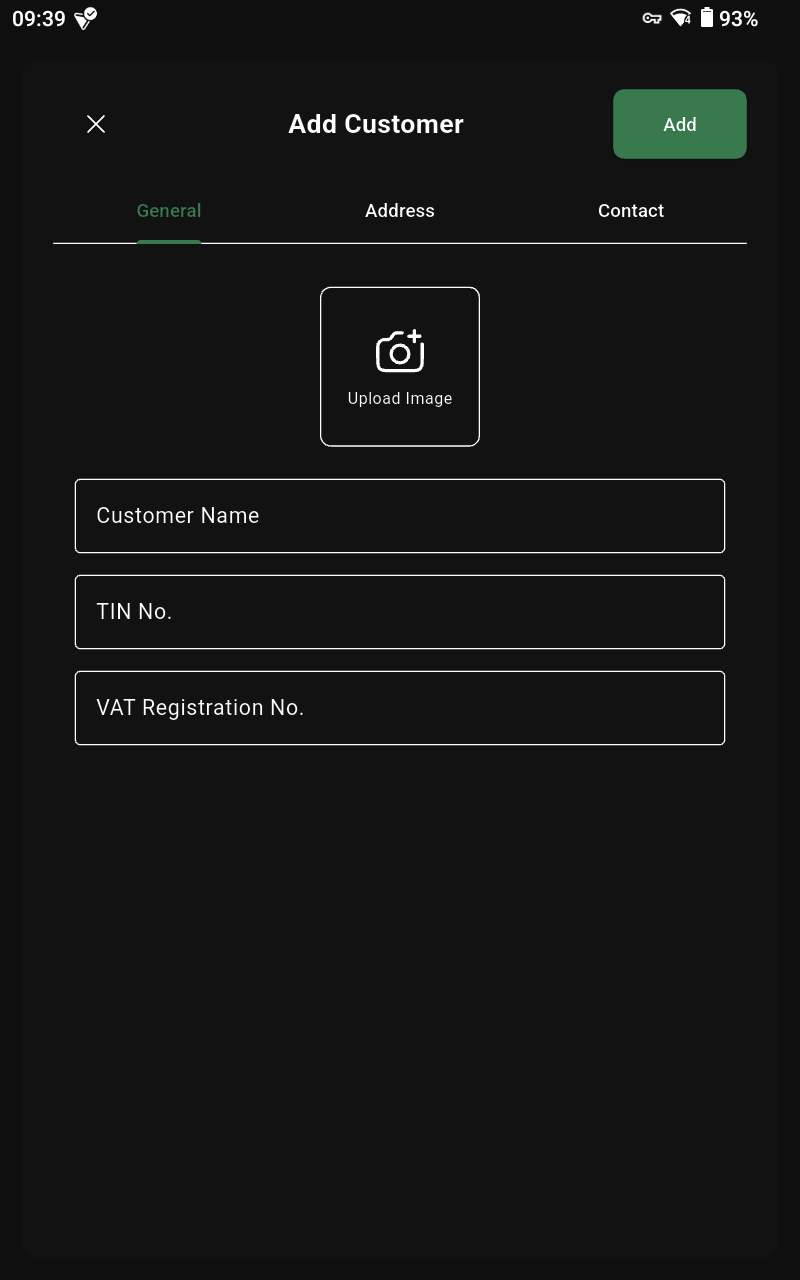 Customer form empty