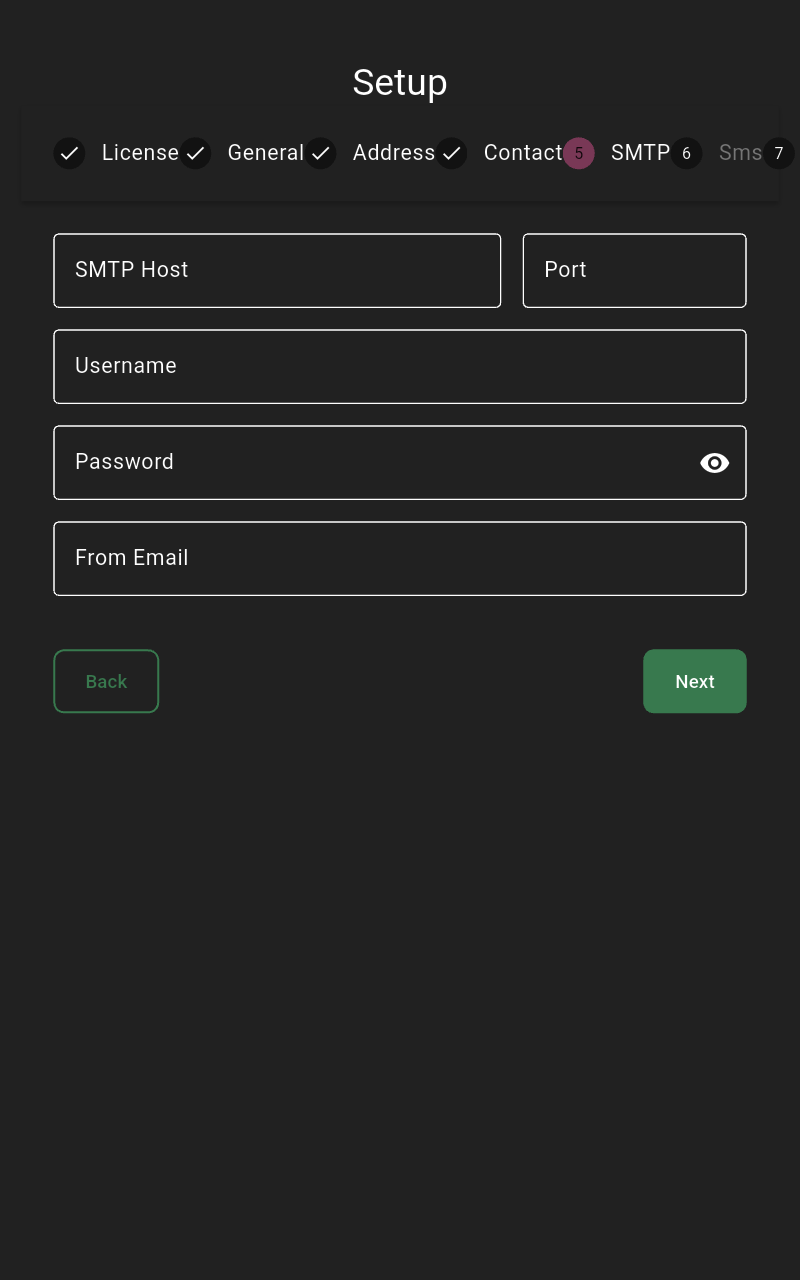SMTP form empty